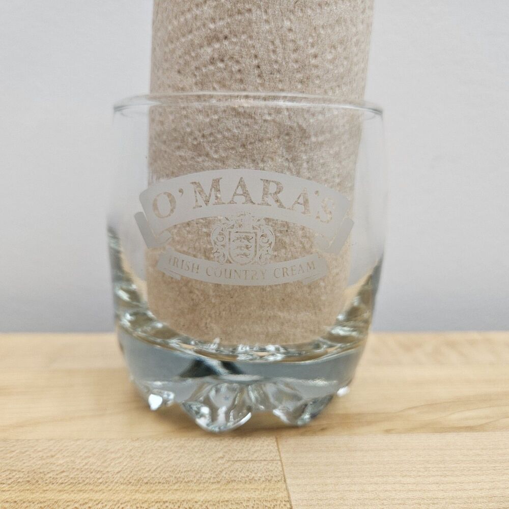 Pat O'Mara's Irish Country Cream Etched Glass Pat O'Mara Signed 8 oz Rocks Bar